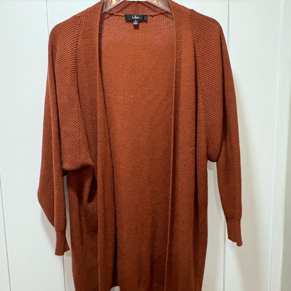 Lulu's Warm Cinnamon open Cardigan Sweater size small